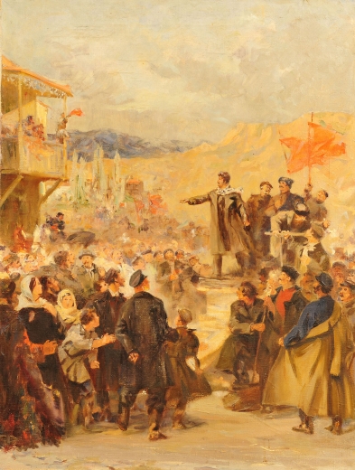J. Stalin’s speech at the meeting in Navtlugi.1905. <b>Painter Kutateladze</b><br>