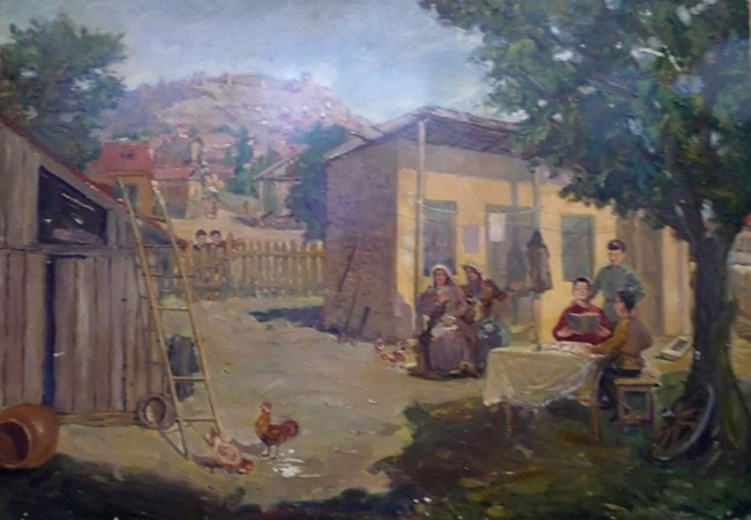 Soso Jugashvili is preparing for his entering to Gori ecclesiastical school in 1887. <b>Painter Javakhishvili</b><br>